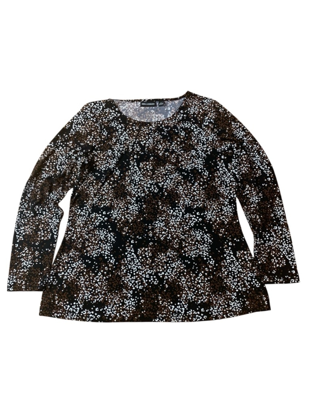 Nina Leonard Leopard Print Long Sleeve Knit Top - Large